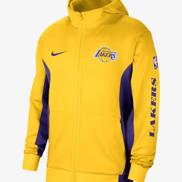 Los Angeles Lakers Showtime Mens Nike Dri fit NBA Full zip Hoodie